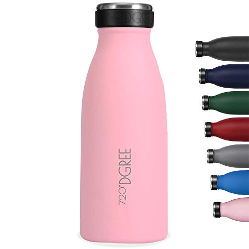 720°DGREE Botella Agua Acero Inoxidable “milkyBottle“ – 350ml - Sin BPA Free, Antigoteo y Prueba de Fugas - Frasco térmico, Cantimplora Aislada - Bebida con Gas, Deporte, Escuela, Gimnasio, Exteriore