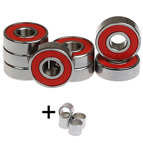 8, 16 o 32 piezas de rodamientos de carreras 608er 2RS ABEC-11 de Mach1 / Almacenaje y separador en una caja de metal para, por ejemplo, patines en línea, 8x Kugellager + 4x Spacer 8, 16 o 32 piezas de rodamientos de carreras 608er 2RS ABEC-11 de Mach1 / Almacenaje y separador en una caja de metal para, por ejemplo, patines en línea, 8x Kugellager + 4x Spacer