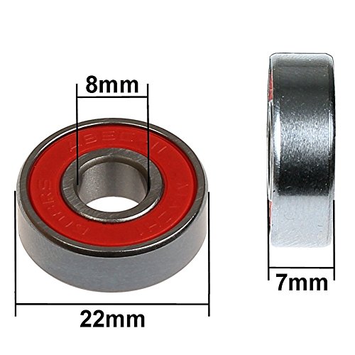 8, 16 o 32 piezas de rodamientos de carreras 608er 2RS ABEC-11 de Mach1 / Almacenaje y separador en una caja de metal para, por ejemplo, patines en línea, 8x Kugellager + 4x Spacer 8, 16 o 32 piezas de rodamientos de carreras 608er 2RS ABEC-11 de Mach1 / Almacenaje y separador en una caja de metal para, por ejemplo, patines en línea, 8x Kugellager + 4x Spacer