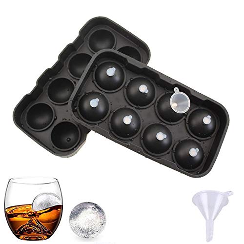 8 Bolas Molde de Bola de Hielo de Whisky, Molde Redondo de Hockey sobre Hielo/Bandeja de Cubitos de Hielo de Esfera, Bola de Cubitos de Hielo de Whisky, Bebida de Cóctel (4,5 cm)