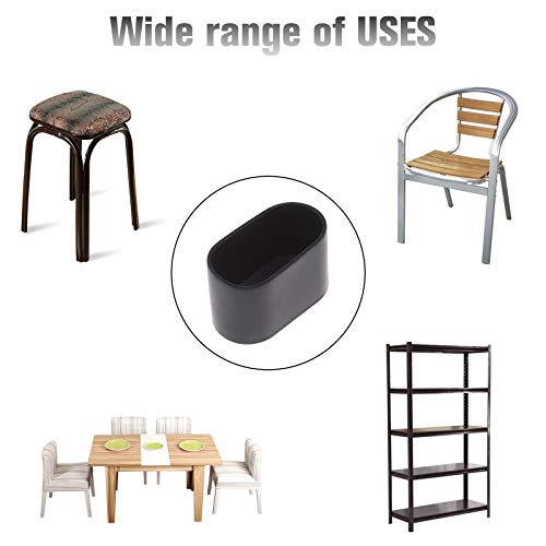 8 gorras de silla para muebles, patas de mesa, ovaladas de goma flexible, antiarañazos, color negro