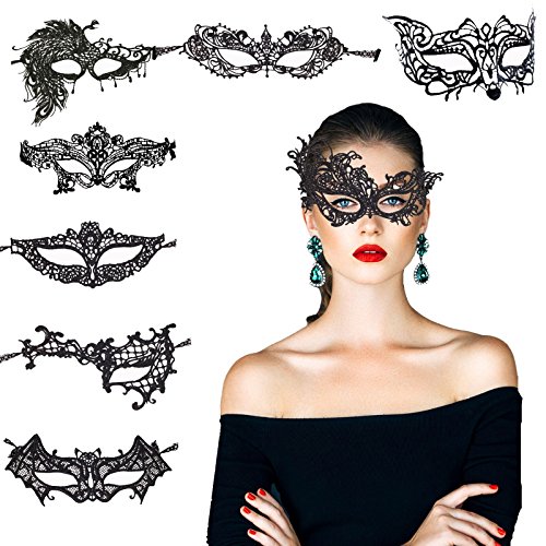 8 pcs máscara encaje negro de KAKOO de modo diferente suave para bar, fiesta, party 8 pcs máscara encaje negro de KAKOO de modo diferente suave para bar, fiesta, party