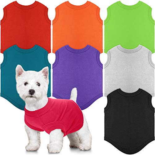 8 Piezas Camisas para Perros Ropa en Blanco para Mascota Cachorro Camiseta de Verano para Perros Camisa Lisa Suave Transpirable para Perros Ropa de Algodón de Perrito Traje para Mascota (S)