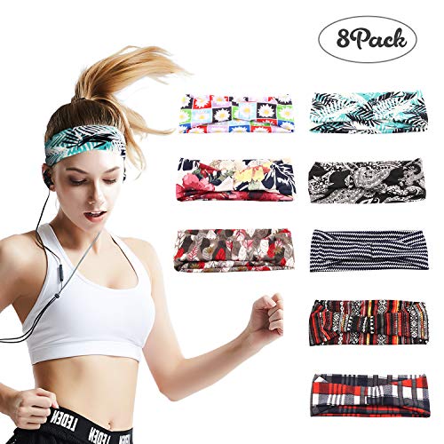 8 Piezas Diadema Deportiva para Hombres y Mujeres, Elástico Cintas de Pelo Yoga Cinta para el Sudor, Diadema Ancha Antideslizante Bandas de Cabeza Turbante para Fitness Carrera, Ciclismo, Viajar 8 Piezas Diadema Deportiva para Hombres y Mujeres, Elástico Cintas de Pelo Yoga Cinta para el Sudor, Diadema Ancha Antideslizante Bandas de Cabeza Turbante para Fitness Carrera, Ciclismo, Viajar