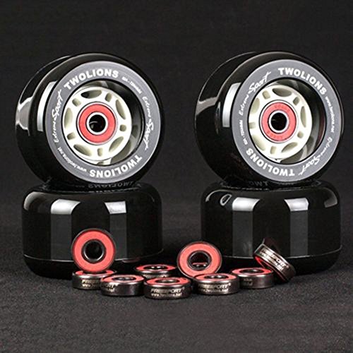 8 Piezas Rodamientos de Skate - Rodamientos de Bolas de Cerámica para Longboard / Roller Skate / Skateboard, 608 RS ABEC 9 Ceramic Skate Bearings, 8mm x 22mm x 7mm (Negra)