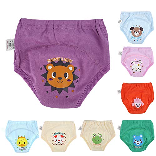 8 Unids Baby Potty Training Pantalones de Entrenamiento de Ropa Interior para Niños Pequeños Niños Niñas Dibujos Animados Lindos Pañales Impermeables 4 Capas(100)