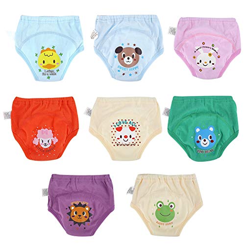 8 Unids Baby Potty Training Pantalones de Entrenamiento de Ropa Interior para Niños Pequeños Niños Niñas Dibujos Animados Lindos Pañales Impermeables 4 Capas(100)