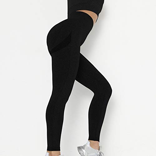 88AMZ Leggins Deportivos para Mujer, Push up Mallas Pantalones Cintura Alta Yoga Leggings Pantalón Moda Pantalones Sin Costuras para Fitness Running Deporte Elásticos y Transpirables (Negro, S)