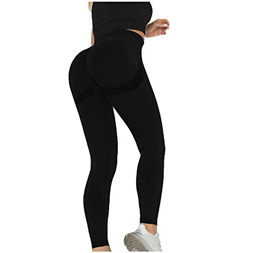 88AMZ Leggins Deportivos para Mujer, Push up Mallas Pantalones Cintura Alta Yoga Leggings Pantalón Moda Pantalones Sin Costuras para Fitness Running Deporte Elásticos y Transpirables (Negro, S)