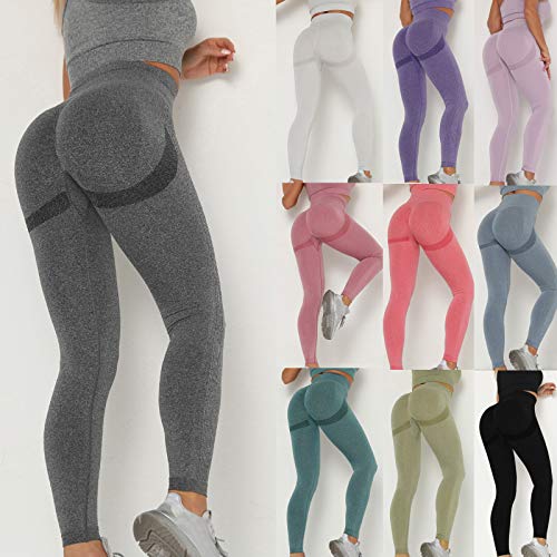 88AMZ Leggins Deportivos para Mujer, Push up Mallas Pantalones Cintura Alta Yoga Leggings Pantalón Moda Pantalones Sin Costuras para Fitness Running Deporte Elásticos y Transpirables (Negro, S)