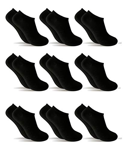 9 Pares Calcetines cortos Mujer hombre, calcetines tobillero (Negro, (36-41)