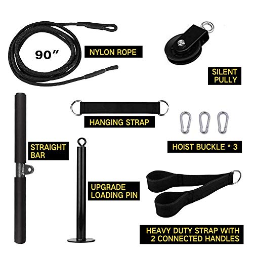 9 piezas Accesorios para máquinas de cable para gimnasio Sistema de cable de polea para el hogar Entrenamiento de fuerza del brazo Ejercitador Equipo de entrenamiento para hombres Mujeres