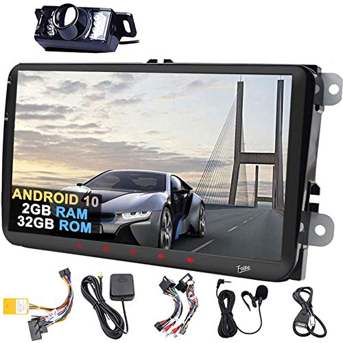 9 Pulgadas Android 10 [2GB RAM+32GB ROM] Doble 2Din Pip Head Unit para VW Estéreo Golf Jetta Passat Polo En el Tablero Receptor de Radio automóvil 4Core Navegación GPS Radio Estéreo Cámara de Reserva