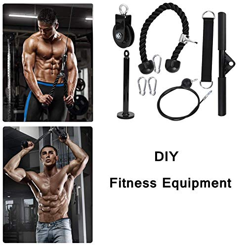 9Pcs / Set Ejercitador de Fuerza Sistema de polea de Cable Ejercitador de Entrenamiento de Fuerza de Brazos Hombres Mujeres LAT Pulldowns, Curl de bíceps, Tríceps para Gimnasio en casa