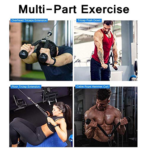 9Pcs / Set Ejercitador de Fuerza Sistema de polea de Cable Ejercitador de Entrenamiento de Fuerza de Brazos Hombres Mujeres LAT Pulldowns, Curl de bíceps, Tríceps para Gimnasio en casa