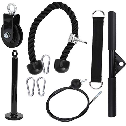 9Pcs / Set Ejercitador de Fuerza Sistema de polea de Cable Ejercitador de Entrenamiento de Fuerza de Brazos Hombres Mujeres LAT Pulldowns, Curl de bíceps, Tríceps para Gimnasio en casa 9Pcs / Set Ejercitador de Fuerza Sistema de polea de Cable Ejercitador de Entrenamiento de Fuerza de Brazos Hombres Mujeres LAT Pulldowns, Curl de bíceps, Tríceps para Gimnasio en casa