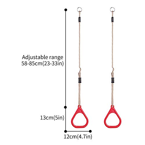 _YIFEIKU Co.,Ltd. Barra trapecio para niños, anillos de gimnasio, parque infantil, columpio, accesorios para ejercicio, fitness, interior y exterior (rojo)