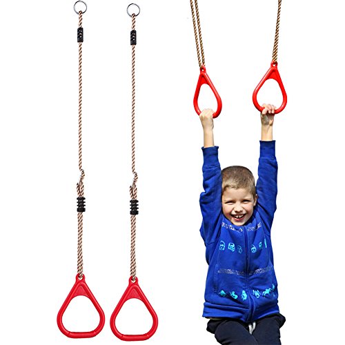 _YIFEIKU Co.,Ltd. Barra trapecio para niños, anillos de gimnasio, parque infantil, columpio, accesorios para ejercicio, fitness, interior y exterior (rojo)