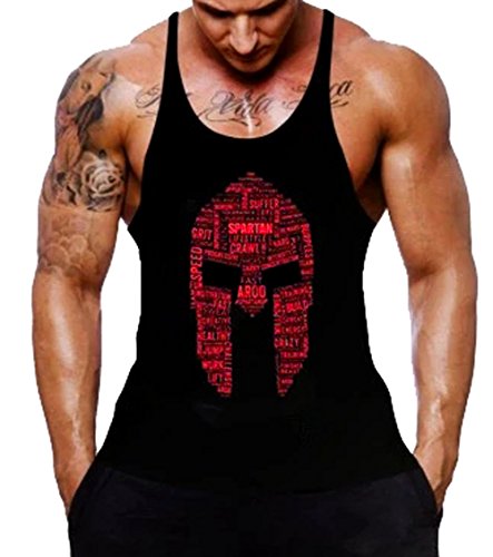 A. M. Sport Camiseta de tiantes Deportiva Fitness de Hombre para el Gym y Entrenamientos de Alta Intensidad, como Crossfit y Pesas. (Sparta) - S