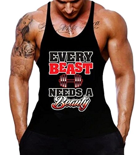A. M. Sport Camiseta Tirante Hombre para Gimnasio. T-Shirt y Tank Top Culturismo y Bodybuilding Fitness. (Beauty) - S