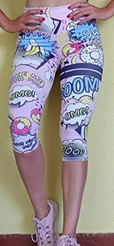 A. M. Sport Mallas Piratas de Mujer Fitness, Gimnasio. Leggings para Hacer Yoga y Pilates. (Donuts) - M