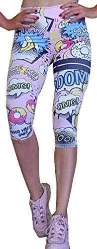 A. M. Sport Mallas Piratas de Mujer Fitness, Gimnasio. Leggings para Hacer Yoga y Pilates. (Donuts) - M