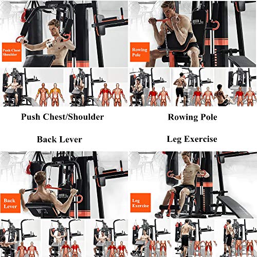 AAGYJ Gimnasio en casa Todo en uno de Acero, Bancos de Pesas Ajustables, Entrenadores centrales y Abdominales, Sacos de Boxeo, Banco con Mancuernas, Tabla de Abdominales, estación de Ejercicios AAGYJ Gimnasio en casa Todo en uno de Acero, Bancos de Pesas Ajustables, Entrenadores centrales y Abdominales, Sacos de Boxeo, Banco con Mancuernas, Tabla de Abdominales, estación de Ejercicios