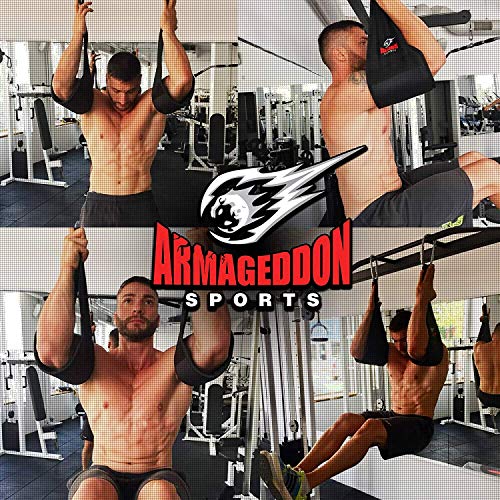 Ab Straps Slings Eslingas Correas - Par de Resistente Para Colgar Elevador de Piernas Pull Up Fitness con Gran Mosquetón para Entrenamiento Abdominal por Armageddon Sports