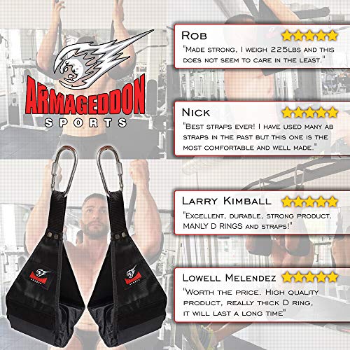 Ab Straps Slings Eslingas Correas - Par de Resistente Para Colgar Elevador de Piernas Pull Up Fitness con Gran Mosquetón para Entrenamiento Abdominal por Armageddon Sports Ab Straps Slings Eslingas Correas - Par de Resistente Para Colgar Elevador de Piernas Pull Up Fitness con Gran Mosquetón para Entrenamiento Abdominal por Armageddon Sports