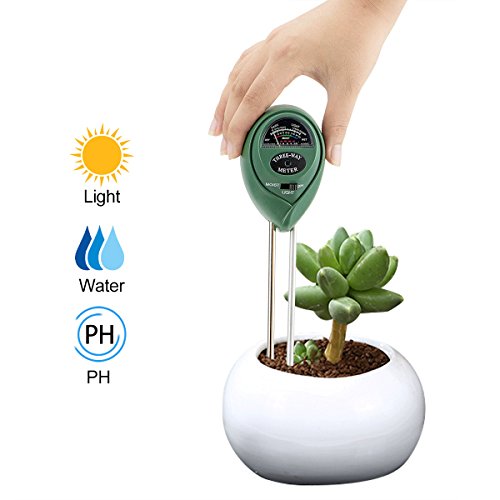 Abafia Medidor de Suelo, Humedad del Suelo 3 en 1 Medidor de pH Medidor de Luz/Humedad/Ácido y Álcali para Plantas de Suelo/Flor/Césped en Interior o Exterior