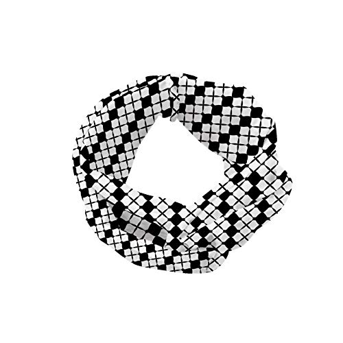 ABAKUHAUS Diadame Geometría abstracta, Banda Elástica y Suave para Mujer para Deportes y Uso Diario Monocromo Estilo Rombo Rejillas verticalmente Líneas Repetición de impresión, Gris carbón negro