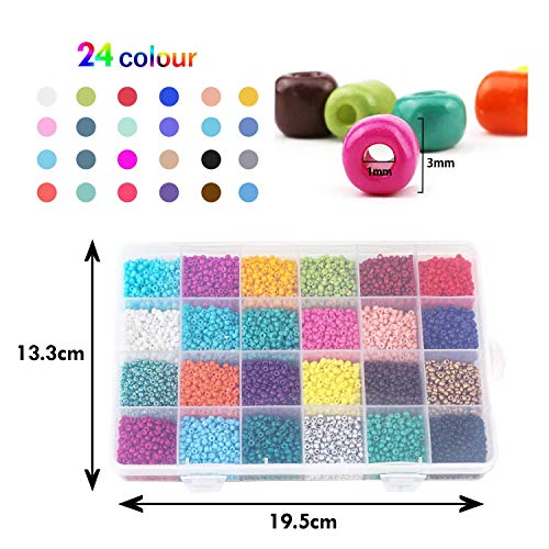 Abalorios para Hacer Collares, Abalorios para Hacer Pulseras, 24 Colores Vidrio de 3Mm Perlas de Potro Hechas A Mano para Joyas Collares Pulseras Pendiente BisuteríA Regalo DIY 14400Pcs