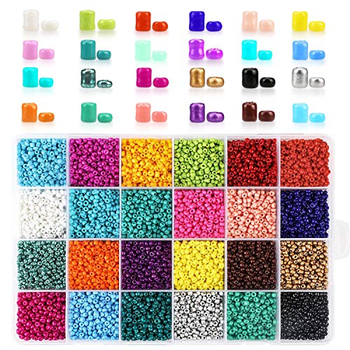 Abalorios para Hacer Collares, Abalorios para Hacer Pulseras, 24 Colores Vidrio de 3Mm Perlas de Potro Hechas A Mano para Joyas Collares Pulseras Pendiente BisuteríA Regalo DIY 14400Pcs