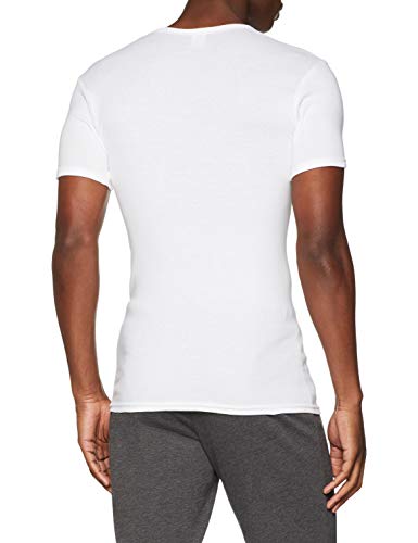 ABANDERADO Camiseta de Manga Corta Cuello Redondo de algodón canalé, Blanco, L para Hombre