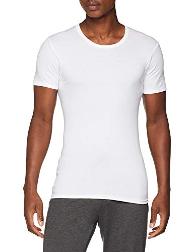 ABANDERADO Camiseta de Manga Corta Cuello Redondo de algodón canalé, Blanco, L para Hombre