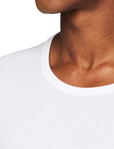 ABANDERADO Camiseta de Manga Corta Cuello Redondo de algodón canalé, Blanco, XXL para Hombre