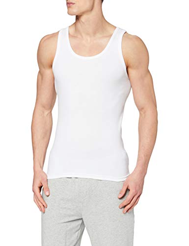 ABANDERADO Camiseta de Tirantes de algodón canalé, Blanco, XL para Hombre