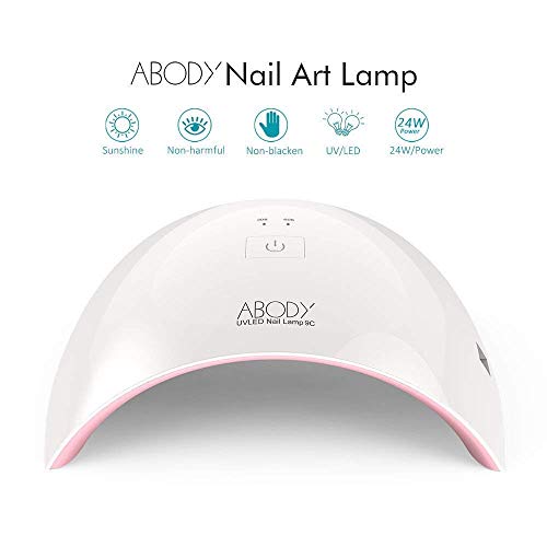 Abody Secador de Uñas 24W Lámpara LED UV Profesional Maquillaje Uñas con Temporizador para UV Gel Gel de Constructor LED Gel Luz Blanca Enchufe EU (Rosa)