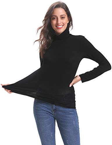 Abollria Camisetas Mangas Larga Cuello Alto Elegantes para Mujer Ligero Shirts Casual Turtleneck Tops para Primavera Otoño Invierno