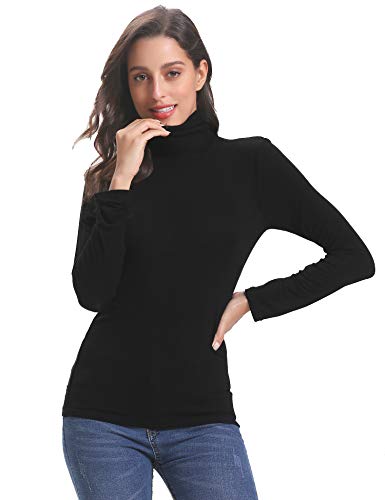 Abollria Camisetas Mangas Larga Cuello Alto Elegantes para Mujer Ligero Shirts Casual Turtleneck Tops para Primavera Otoño Invierno Abollria Camisetas Mangas Larga Cuello Alto Elegantes para Mujer Ligero Shirts Casual Turtleneck Tops para Primavera Otoño Invierno