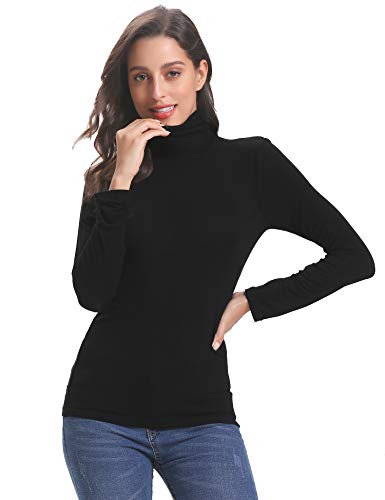 Abollria Camisetas Mangas Larga Cuello Alto Elegantes para Mujer Ligero Shirts Casual Turtleneck Tops para Primavera Otoño Invierno