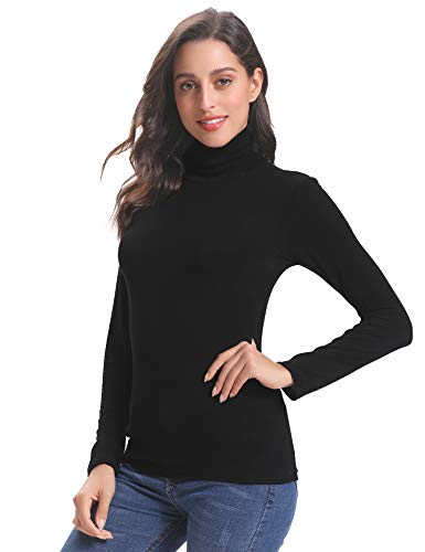 Abollria Camisetas Mangas Larga Cuello Alto Elegantes para Mujer Ligero Shirts Casual Turtleneck Tops para Primavera Otoño Invierno