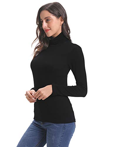 Abollria Camisetas Mangas Larga Cuello Alto Elegantes para Mujer Ligero Shirts Casual Turtleneck Tops para Primavera Otoño Invierno