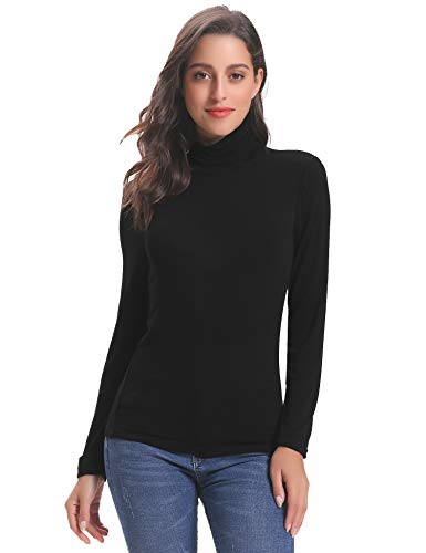 Abollria Camisetas Mangas Larga Cuello Alto Elegantes para Mujer Ligero Shirts Casual Turtleneck Tops para Primavera Otoño Invierno