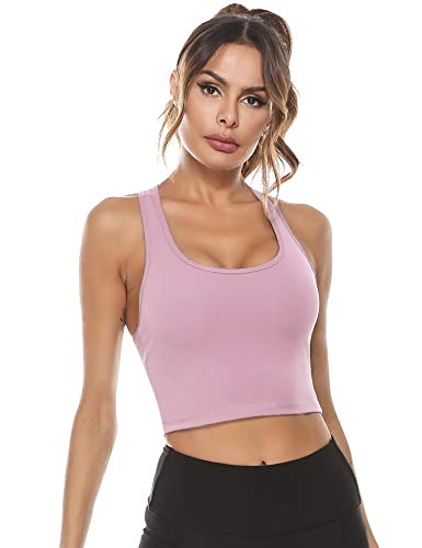 Abollria Sujetador Deportivo de Sujeción Fuerte para Mujer Sujetador Deportivo de Compresión Camiseta sin Mangas Push Up Running Bustier Correas Cruzadas en la Espalda para Correr, Fitness, HIIT