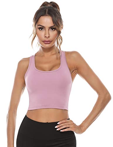 Abollria Sujetador Deportivo de Sujeción Fuerte para Mujer Sujetador Deportivo de Compresión Camiseta sin Mangas Push Up Running Bustier Correas Cruzadas en la Espalda para Correr, Fitness, HIIT