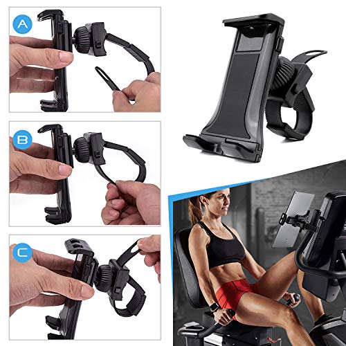 AboveTEK Soporte para iPad/iPhone/Tableta, Antichoque 360° de 3.5 "a 12", Puerto para Tableta con Correa Expandible para Ciclismo Interior/Gimnasio/Cinta de Correr/Bicicleta de Spinning/Elíptica AboveTEK Soporte para iPad/iPhone/Tableta, Antichoque 360° de 3.5 "a 12", Puerto para Tableta con Correa Expandible para Ciclismo Interior/Gimnasio/Cinta de Correr/Bicicleta de Spinning/Elíptica