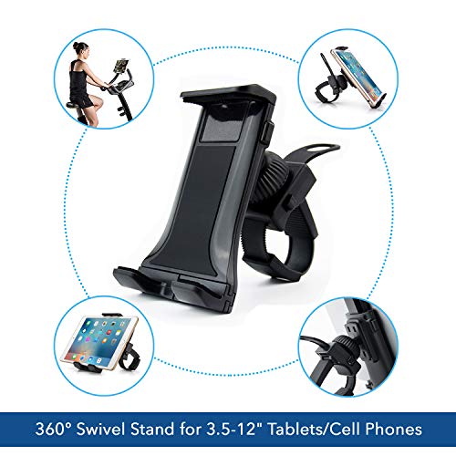 AboveTEK Soporte para iPad/iPhone/Tableta, Antichoque 360° de 3.5 "a 12", Puerto para Tableta con Correa Expandible para Ciclismo Interior/Gimnasio/Cinta de Correr/Bicicleta de Spinning/Elíptica AboveTEK Soporte para iPad/iPhone/Tableta, Antichoque 360° de 3.5 "a 12", Puerto para Tableta con Correa Expandible para Ciclismo Interior/Gimnasio/Cinta de Correr/Bicicleta de Spinning/Elíptica