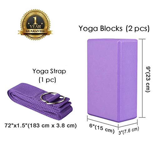 Abree 2pcs Bloques de Yoga+Correa - Bloque de Espuma EVA de Alta Densidad para Hacer Ejercicios en Casa-Set de Yoga para Mejorar Fuerza y Flexibilidad Yoga/Pilates Amantes (Violeta) Abree 2pcs Bloques de Yoga+Correa - Bloque de Espuma EVA de Alta Densidad para Hacer Ejercicios en Casa-Set de Yoga para Mejorar Fuerza y Flexibilidad Yoga/Pilates Amantes (Violeta)