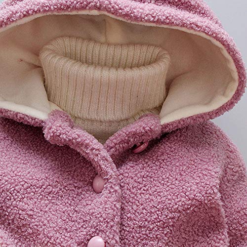 Abrigo De AlgodóN BebéS NiñAs Abrigo De Peluche Suave Y Confortable Chaqueta Abrigada Sudadera Con Capucha Bolsillo BotóN Abrigo Orejera De Conejo De Dibujos Animados(Púrpura,18-24 meses/95-100)